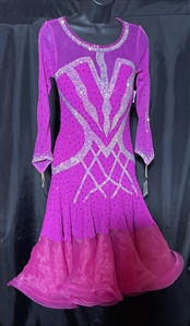 Sexy and Fun Pink Net Breaded Latin Dress