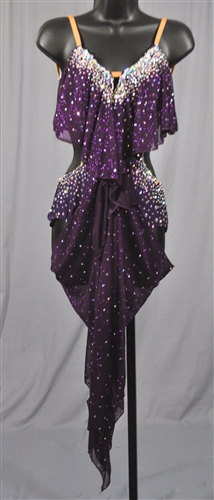 Sexy Purple Drapy Latin Dress
