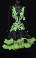 Black and Green Ruffle Latin Dress