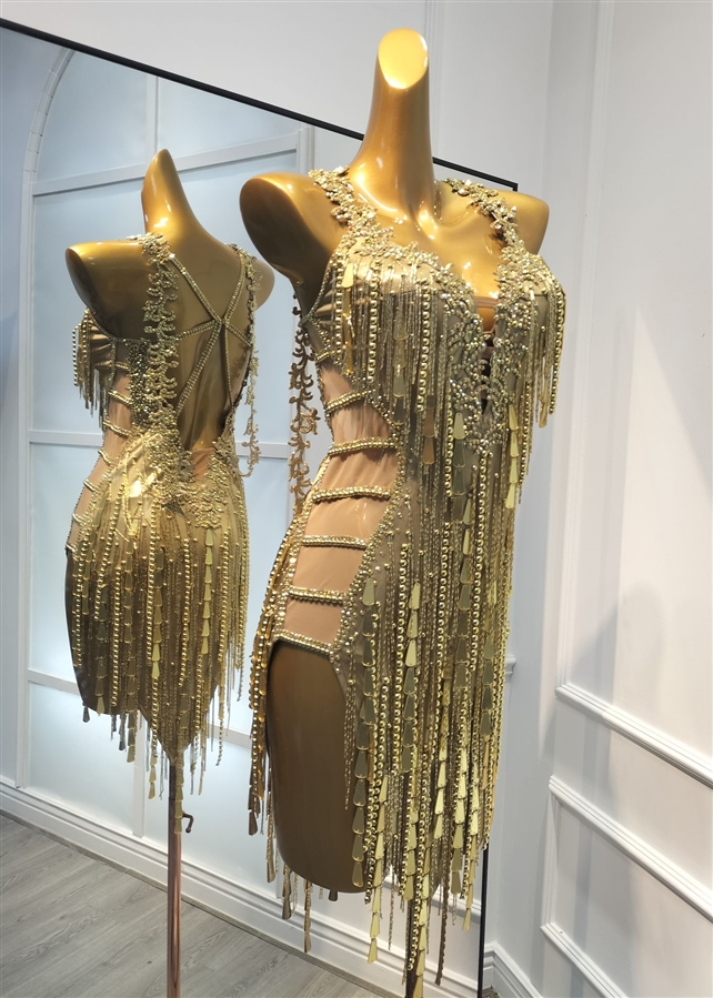 Sexy & Fun  Gold Net Latin Dress