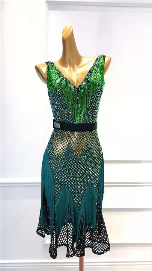 Sexy & Fun  Green Net Latin Dress