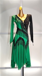 Sexy & Fun Green and Black  Breaded Fringe Dress