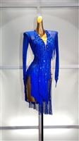 Sexy & Fun  Blue And Breaded  Fringe Latin Dress