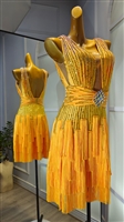 Sexy & Fun Yellow  Breaded And Fringe Latin Dress
