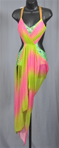Sexy Rainbow Drapy Latin Dress