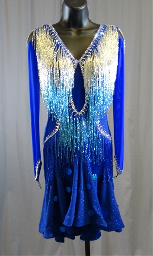 Sexy Royal Blue Beads Latin Dress