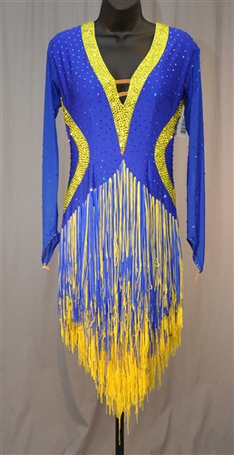 Blue and Yellow Fringe Latin Dress