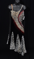 Gray Leopard Slanted Ruffle Skirt Latin Dress