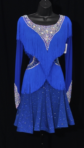 Fun Royal Blue Fringe Latin Dress
