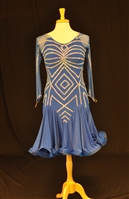 Elegant Blue Pattern Latin Dress