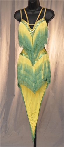 Yellow Green Fringe Latin Dress