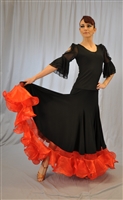 Wired Ruffle Ballroom Dance Skirt with built-in Under Pants