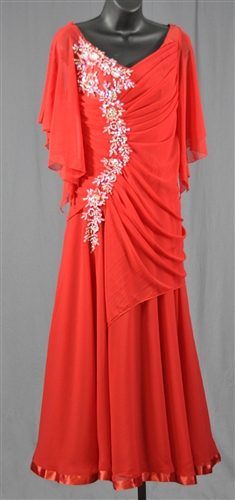 Elegant Red Drapey Ballroom Dress