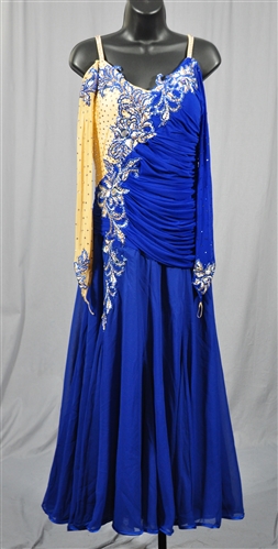 Elegant Royal Blue & Nude Ballroom Dress