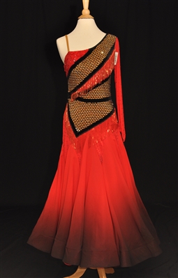 Red & Black Net Ballroom Dress