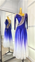 Elegant Navy Blue Gradient Beaded And Net Dress