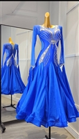 Elegant Fun Blue And Silver  Beaded  Balloon Dress