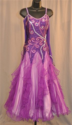 Elegant Drop Shoulder Long Sleeves Ballroom Dress