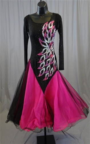 Sexy & Elegant Black and Hot Pink Ballroom Dress