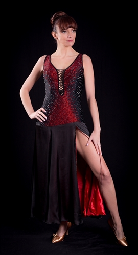 Sexy Black & Red Slit Skirt Ballroom Dress