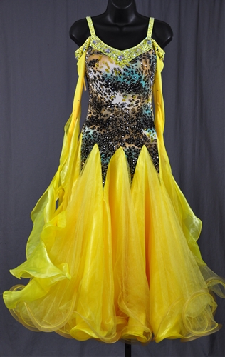 Elegant Yellow Leopard Ballroom Dress