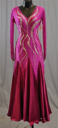 Elegant Roseberry Long Sleeves Ballroom Dress