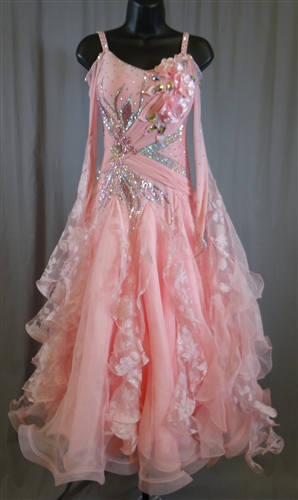 Elegant Pink Flower Ballroom Dress