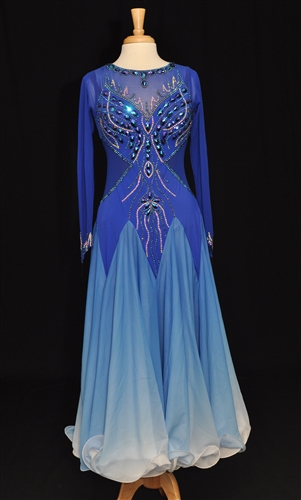 Elegant Navy Blue Pattern Ballroom Dress