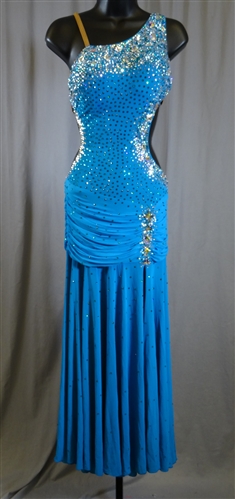 Sexy Zircon Blue Ballroom Dress