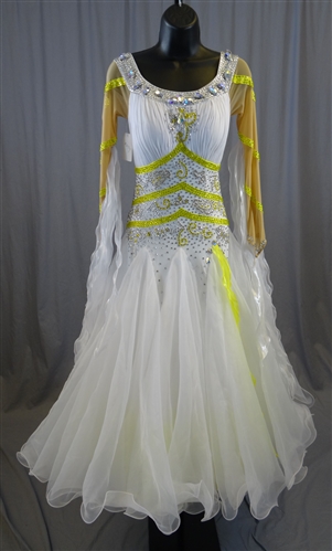 Elegant White & Yellow Ballroom Dress
