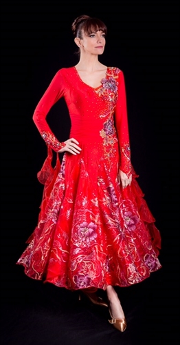 Elegant Red Shinny Skirt Ballroom Dress