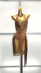 Sexy & Fun Gold Net And Breaded  Latin Dress