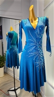 Sexy & Fun Blue Spark Breaded  Latin Dress