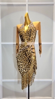 Sexy & Fun Leopard Print Breaded Fringe Latin Dress