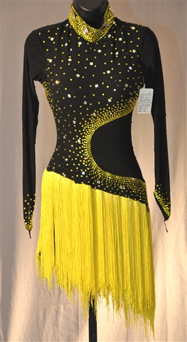Black & Yellow Fringe Latin Dress