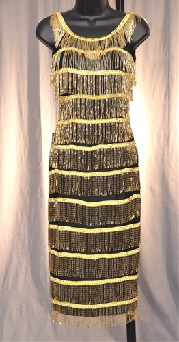 Gold Beads on Black Sexy & Elegant Latin Dress