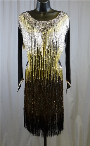 Fun Gold Black Beads Latin Dress