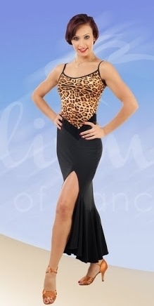 Leopard Black Slit Long Latin Dress