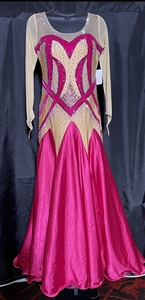 Elegant Lime Pink and Nude Ballroom Dress