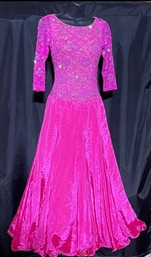 Elegant Lime Pink Beaded Ballroom Dress