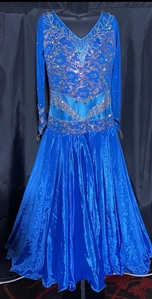 Elegant Lime Blue Beaded Ballroom Dress