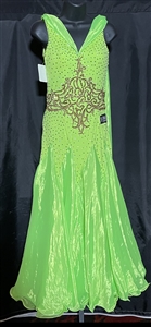 Elegant Lime Green Beaded Ballroom Dress