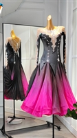 Sexy Elegant Black And Pink  Beaded  Ballroom Dress
