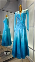 Elegant Blue Gradient Beaded  Dress