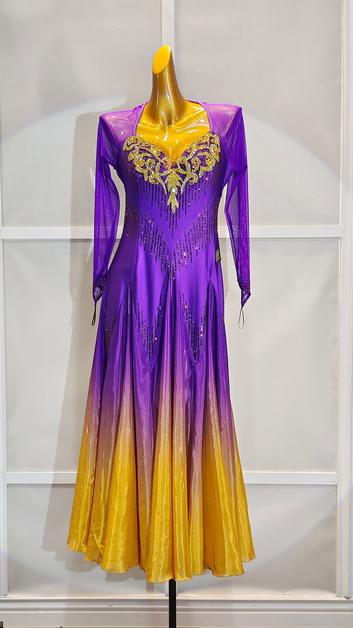 Elegant Fun Purple And Yellow  Beaded  Dress