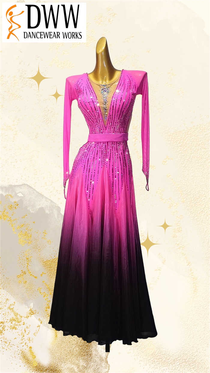 Elegant Sexy Pink and Black Ballroom Smooth Dress