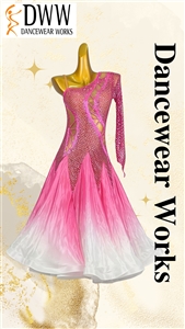 Elegant  Pink Stoned Net  Balloom Dress
