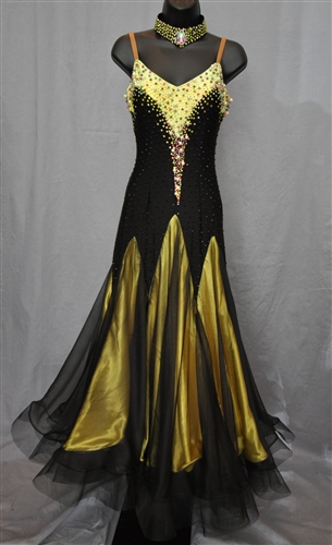 Black & Yellow Pearl Ballroom Dress