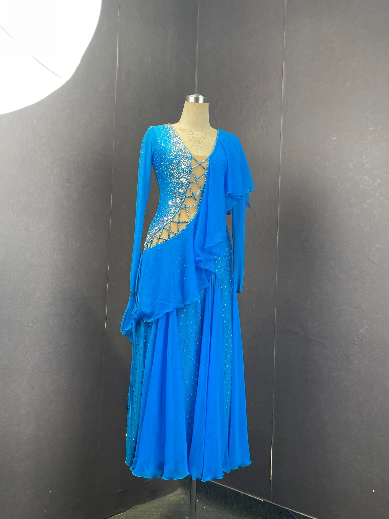 Elegant Fun Light Blue  Beaded  And Net  Dress