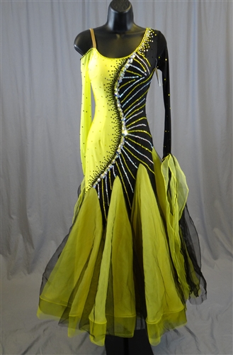 Elegant Black & Yellow Ballroom Dress